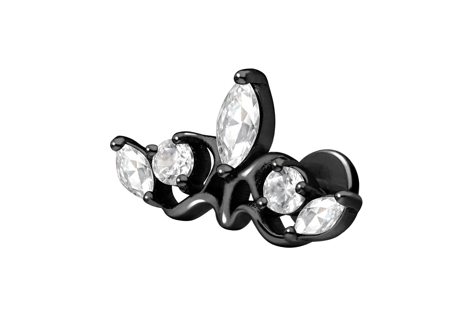 Titan Labret Piercing mit Push Fit GOTISCHE KRONE